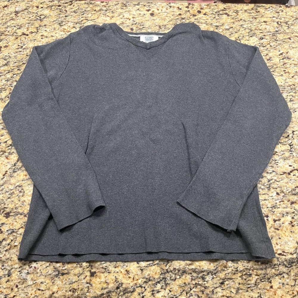 Vintage Old Navy Outlet Mens‎ V-Neck Sweater Dark Gray Charcoal Large L